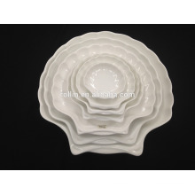 Hotel &amp; Restaurant placas de cerâmica branca, forma de concha placas de imersão cerâmica por atacado, pratos de jantar molho de porcelana